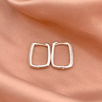 Argola Retangular G Três Fileiras Zirconia Prata 9... - Roanne Jóias
