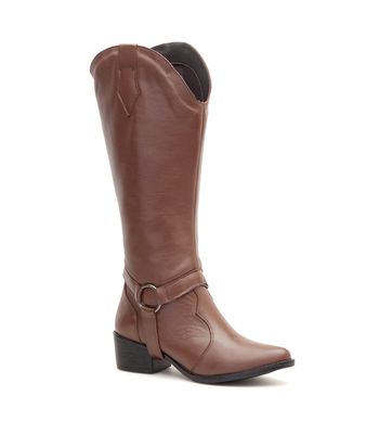 Bota Western 2 em 1 Laura Couro Chocolate - TX1111... - AMARENA SHOES