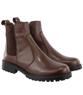 Bota Coturno Feminino Em Couro Salto Baixo Café - ... - AMARENA SHOES