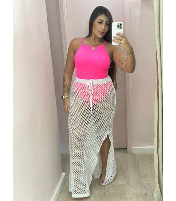 Maiô Body Ana Ruga Rosa Neon - 2608400 - ELLA MODA PRAIA 