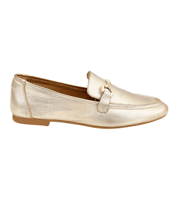 Loafer Laila Couro Dourado - VL05dourado - AMARENA SHOES