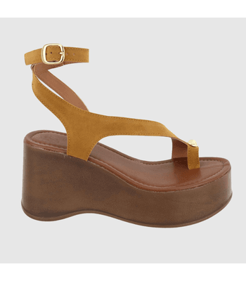 Sandália Anabela Andressa Whisky - 12030whisky - AMARENA SHOES