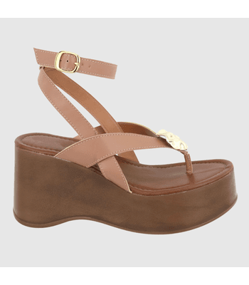 Sandália Anabela Patrícia Nude - 12020nude - AMARENA SHOES