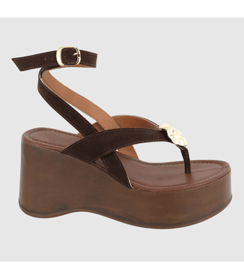 Sandália Anabela Patrícia Café - 12020cafe - AMARENA SHOES