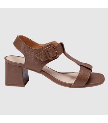 Sandália Olívia Couro Terra - 5870whisky - AMARENA SHOES