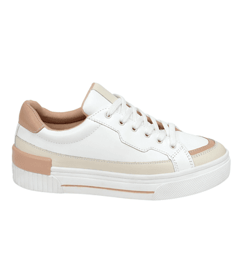 Tênis Casual Lanes Couro Branco/Nude - TN15off/nud... - AMARENA SHOES
