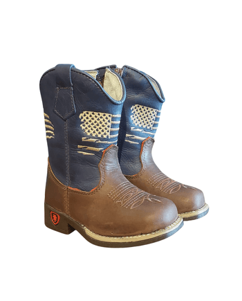 BOTA INFANTIL 1400 FOSSIL CAFE/MARINHO BANDEIRA - Horses Ville | O Shopping do Cavaleiro