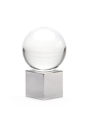 Esfera De Cristal Com Base Quadrada Espelhada - CASAFRANCIOZI