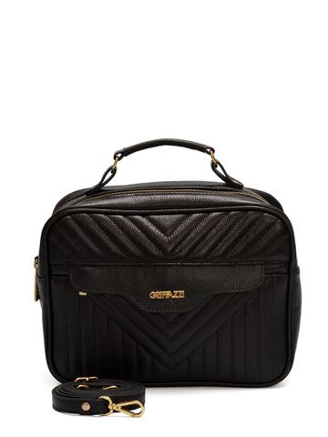 Bolsa Tiracolo Griffazzi Couro Preta - GRIFFAZZI