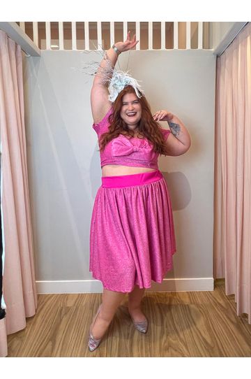 Top Malha Lurex Pink Brilho - DELPHINA