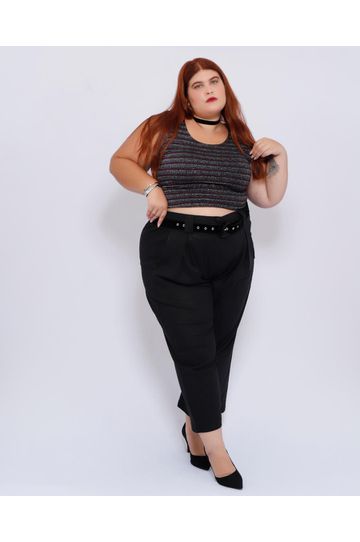 Top Cropped Regata Listrado Lurex - Plus Size - DELPHINA
