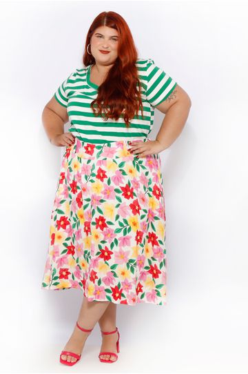 Saia Viscose Floral - Plus Size - DELPHINA
