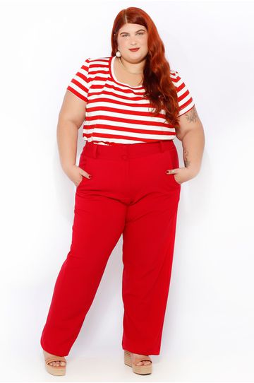 Calça Alfaiataria Vermelha - Plus Size - DELPHINA