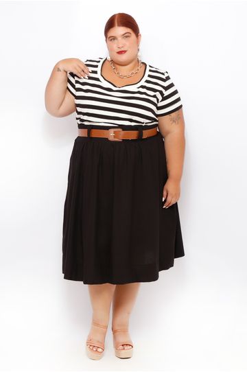 Saia Algodão Preta - Plus Size - DELPHINA