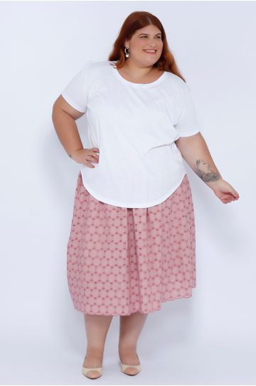 Blusa Malha Algodão Pima Branca - Plus Size - DELPHINA
