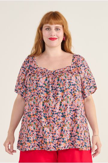 Blusa Bata Viscose Estampa Liberty - Plus Size - DELPHINA