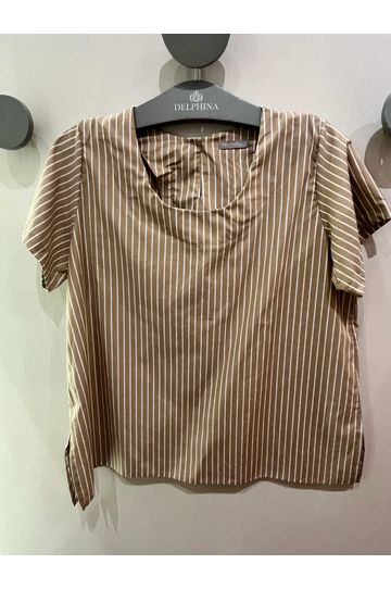 Blusa Social Botão Fendi Listrada - Plus Size - DELPHINA