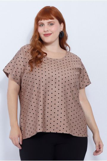 Blusa Social Botão Fendi Poá - Plus Size - DELPHINA