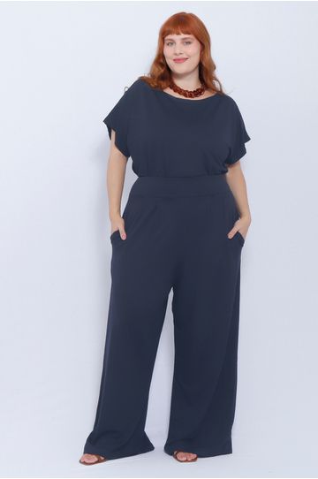 Calça Malha Azul Marinho - Plus Size - DELPHINA