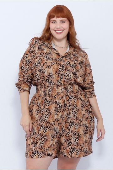 Short Viscose Estampa Onça - Plus Size - DELPHINA
