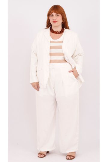 Blazer 2.0 Linho com Elastano Off White - Plus Siz - DELPHINA