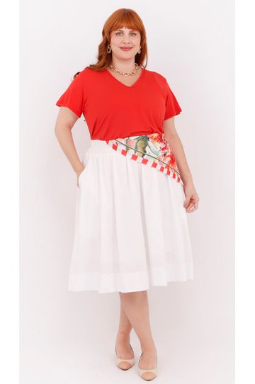 Saia Algodão Branca - Plus Size - DELPHINA