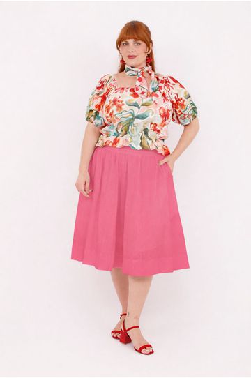 Saia Algodão Pink - Plus Size - DELPHINA