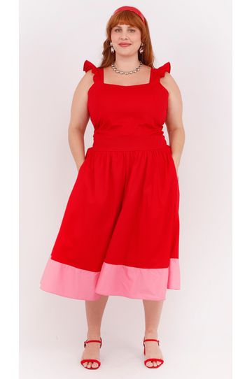 Saia Algodão Vermelho & Pink - Plus Size - DELPHINA