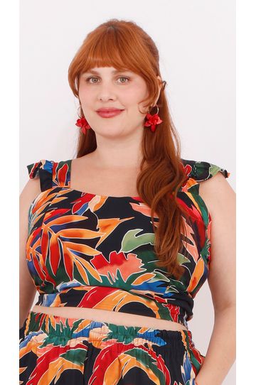 Top Babadinho Viscose Marinho Color - Plus Size - DELPHINA