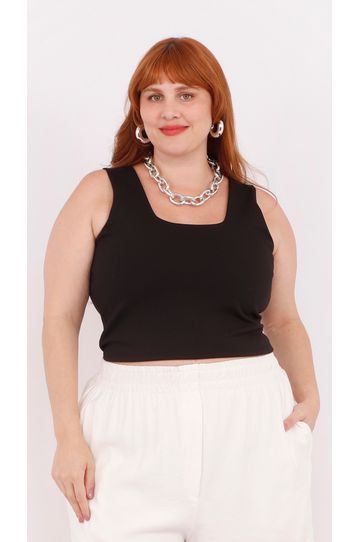 Top Segunda Pele Malha Preto - Plus Size - DELPHINA
