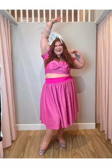 Top Malha Lurex Pink Brilho - DELPHINA