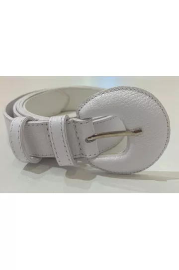 Cinto Couro Branco - Plus Size - DELPHINA