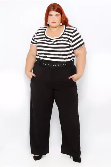 Calça Alfaiataria Preta - Plus Size - DELPHINA