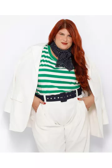 Blazer 2.0 Linho com Elastano Off White - Plus Siz - DELPHINA