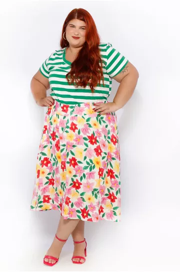Saia Viscose Floral - Plus Size - DELPHINA