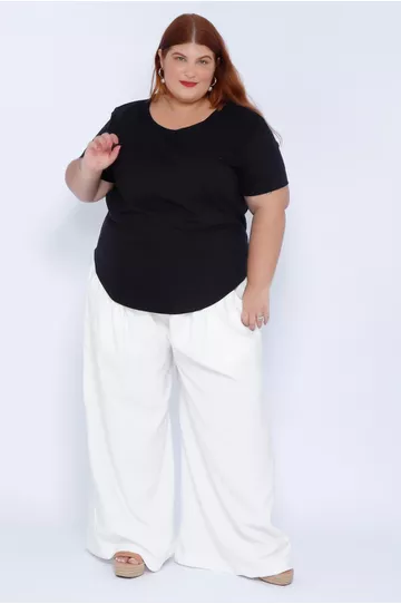 Blusa Malha Algodão Pima Preta - Plus Size - DELPHINA