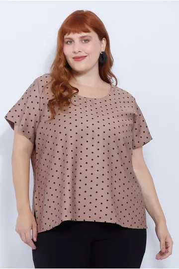 Blusa Social Botão Fendi Poá - Plus Size - DELPHINA