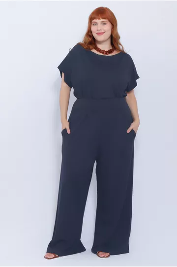 Calça Malha Azul Marinho - Plus Size - DELPHINA