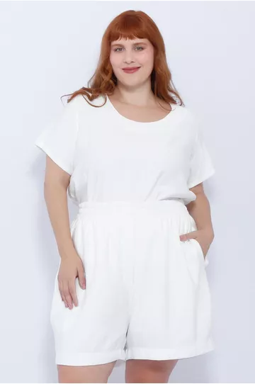 Short Viscose Off-White - Plus Size - DELPHINA