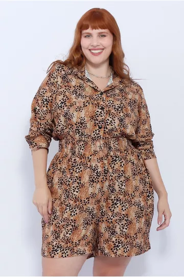 Short Viscose Estampa Onça - Plus Size - DELPHINA
