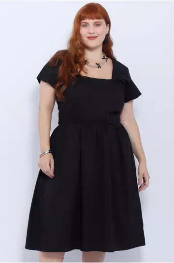 Vestido Algodão Preto - Plus Size - DELPHINA