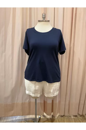 Blusa Malha Algodão Premium Azul Marinho - Plus Si... - DELPHINA