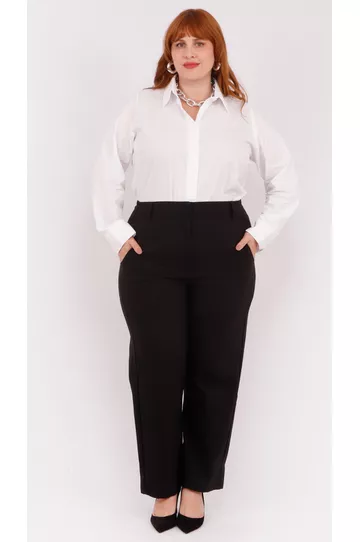 Calça Algodão com Elastano Preta - Plus Size - DELPHINA