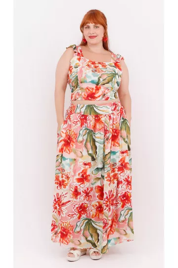 Saia Longa Estampa Floral Color - Plus Size - DELPHINA
