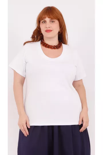 Blusa Malha Algodão Premium Branca - Plus Size - DELPHINA