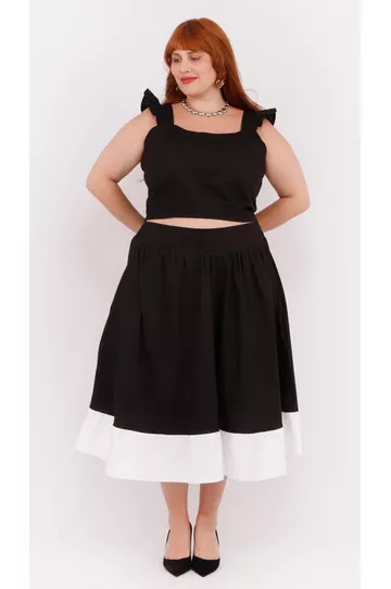 Saia Algodão Preto & Branco - Plus Size - DELPHINA
