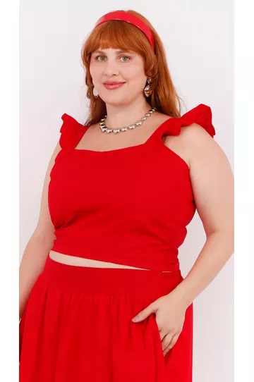 Top Babadinho Algodão Vermelho - Plus Size - DELPHINA