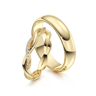 Aliança em Ouro 18k Trançada com Diamantes - Helder Joalheiros 