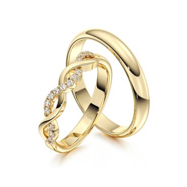 Aliança Trança Radiante em Ouro 18k - Trançada com Diamantes - Helder Joalheiros 