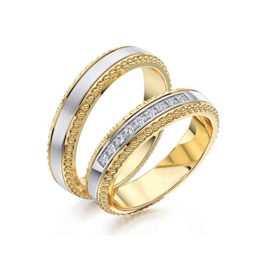 Alianças Trabalhalhadas em Ouro 18K com Diamantes - Helder Joalheiros 